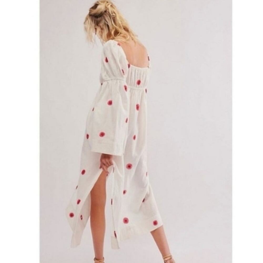 Free People Emory Embroidered Midi Dress XS Prairie Medieval Cottage Boho - Picture 13 of 14